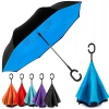 Lazada custom logo print blue reverse umbrella