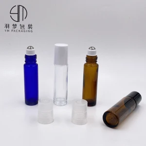 Leak proof  cobalt blue 5ml roller bottle glass perfume bottle with stainless steel roller ball or metal roller ball