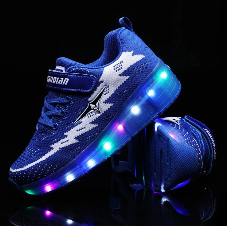 LED Light Up Roller Shoes USB Rechargeable Wheel Skate Sneaker Shoes for Kids