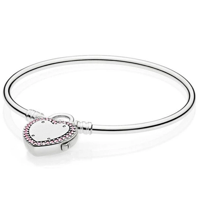 Lock your promise of Regal Heart Logo Padlock Crown O Bracelet 925 Sterling Silver Bead Bracelet Bracelet Accessories