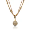 Longway Hot Sale  Crystal Ball Shape  Pendant With Gold Plated Chain Jewelry Necklace