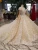 Import LSS415 v neck luxury cap sleeves long train flower pattern wedding dress ball gown from China