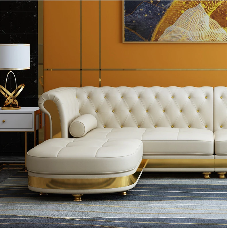 Luxury Modern Design Living Room, Modern Furniture Italian Leather Living Room Sectional Sofa Set