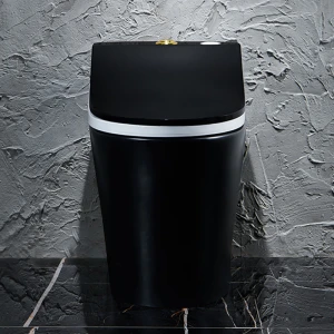 Luxury quality bathroom elongated ceramic black toilet automatic siphonic flush self cleaning intelligent one-piece smart toilet