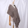Luxury Womens Genuine Real Knitted rabbit Fur Scarves Tassels Lady Wraps Autumn Winter Women Fur Cape Shawls Scarfs