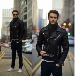 Mens Biker Leather Jacket, Men Fashion Black Motorcycle Jacket, Jackets