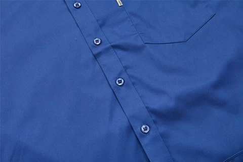Mens Solid Blue Long Sleeve Office Uniform Shirts