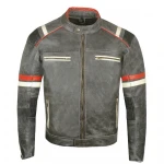 Men's Distressed Grey Motorcycle Leather Jacket