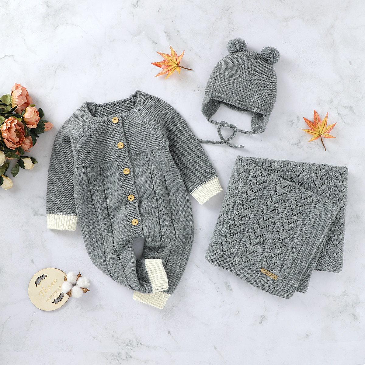 Buy Mimixiong Hat Blanket Baby Jumpsuit Clothing Knitted Baby Sets ...