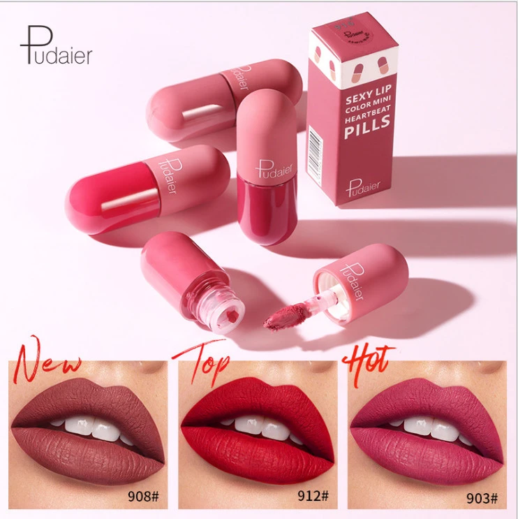 Mini capsule cute lipstick wholesale velvet matte liquid lipstick cosmetic plumping lipgloss pigment long lasting lip gloss