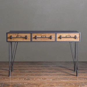 Minimalist Industrial Iron Console Table with Antiqued Facade