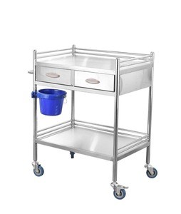 Mobile medical caster wheels trolley stainless steel for instrument