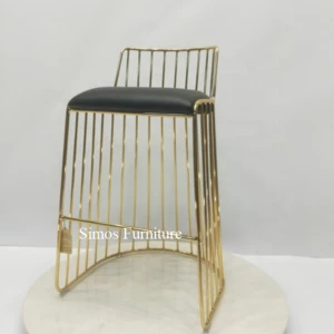 Modern Bar Furniture Luxury Gold Metal Wire bar stool leather high chair pub furniture For Sale