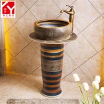 Modern Bathroom Full Pedestal Ceramic Basin Hand Wash Suite
