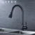 Import Modern brass black ORB kitchen sink faucet, pull out hot and cold water tap from China