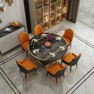 Modern Circular Rectangular Luxury Round Room Chairs Dining Table Sets