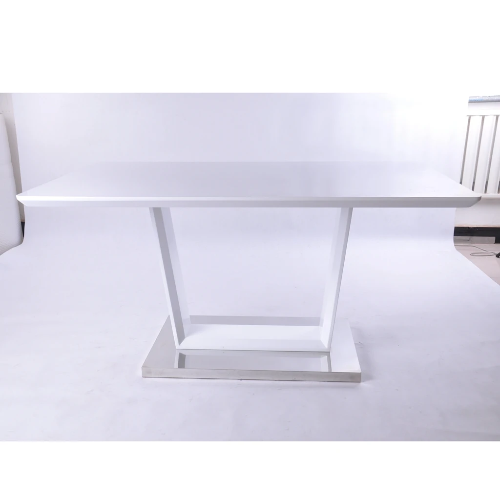 Modern design factory high quality cheap white high gloss MDF dining room tables