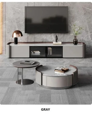 Modern Style Living Room Coffee Table Set with TV Stand Metal Legs Competitive Price Coffee Table and TV Unit