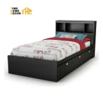 Modern Stylish Twin Size Platform Bed With Trundle And 3 Storage Drawers Twin Size Storage Bed Frame with bookcase headboard