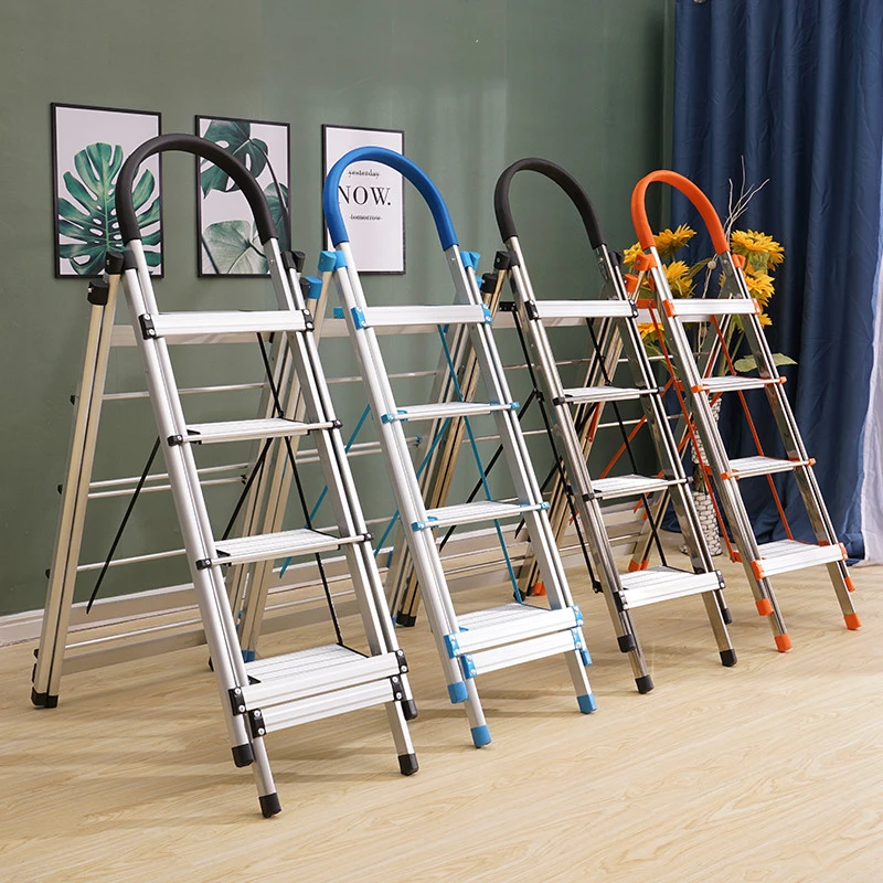 Multifunctional Aluminum Ladder Telescopic Folding Stair 3 Steps With Plastic Step Compact Straight Door Vehicle