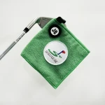 Multifunctional microfiber golf ball cleaning towel with magnet for strong hold to golf carts or clubs