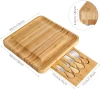 Natural bamboo Cheese Board Cutting Board with Cutlery tray Set with Slide-Out Drawer