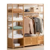 Natural Bamboo Simple Houseware Freestanding Clothes Garment Storage Organizer Rack