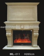 natural beige stone hand carved electric indoor decoration building fireplace