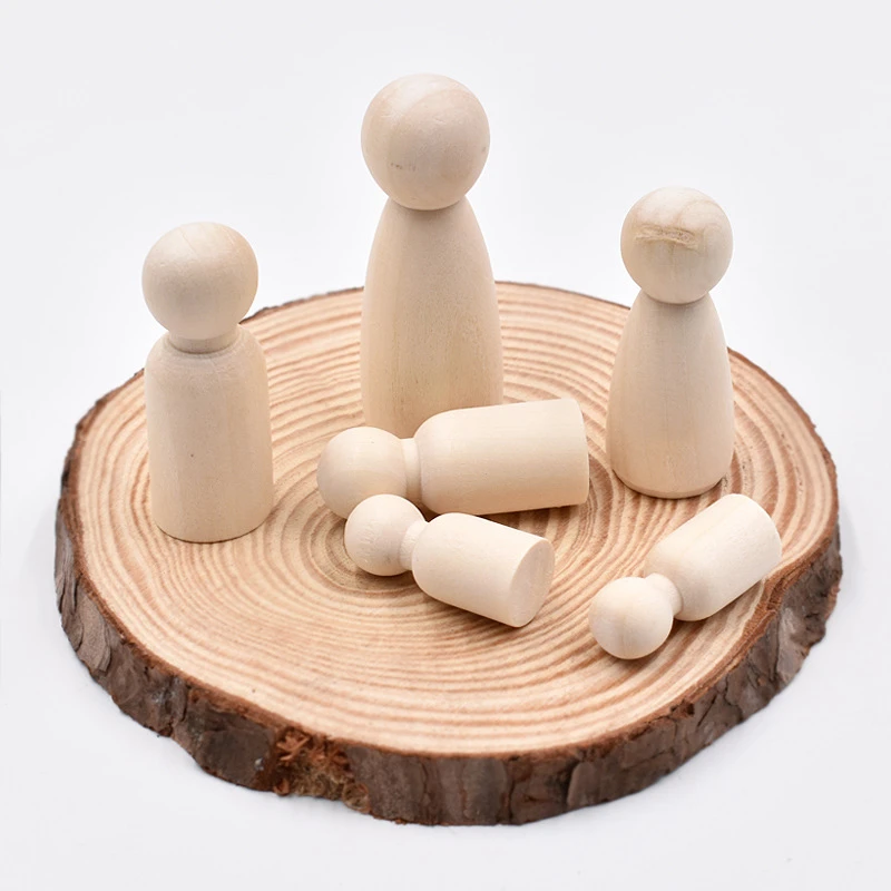 natural unfinished wooden peg dolls toys crafts wood art crafts diy educational toy people shapes wood turnings board games