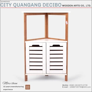 new arrival modern bamboo wooden bedroom bathroom furniture white storage corner china triangle cabinet for sale
