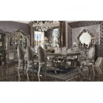 New Arrival Silver Gray Wooden Square Dinning Table With 6 Chairs Dinning Room Furniture