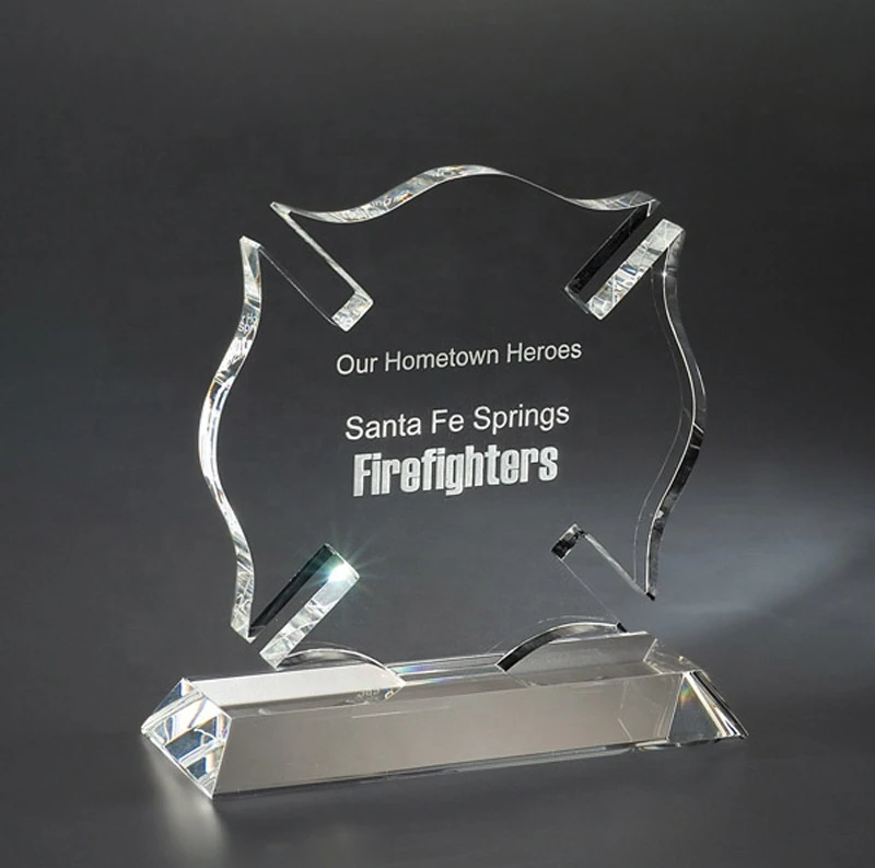 new custom 3D engrave blue crystal trophy/award/plaque for home decoration