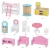 Import New design best sale girl pink wooden doll house led lamp doll house toy from China