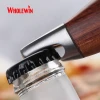 New design classical wooden handle stainless steel forged barbecue grill tool set barbecue tool set with bottle opener
