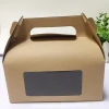 New design custom luxury tall kraft  cake box design with handle paper cupcake box kraft paper lunch box
