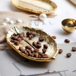New Design Luxury Gold Ceramic Plates Leaf Shape Dinner Plates Dish Plate For Home Decoration