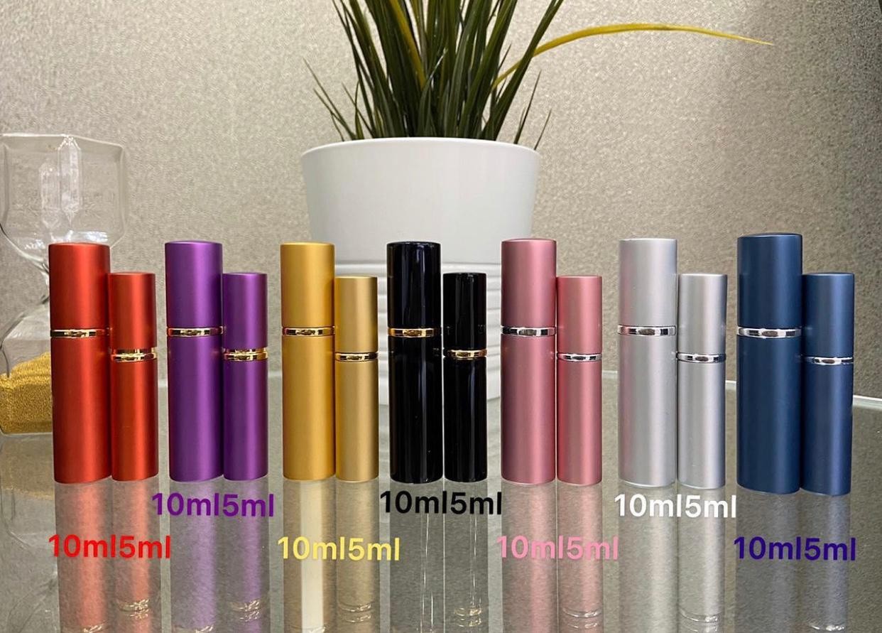 new design mini 5ml 10ml aluminum perfume atomzier bottle refillable pocket spray perfume bottle portable parfum glass bottles