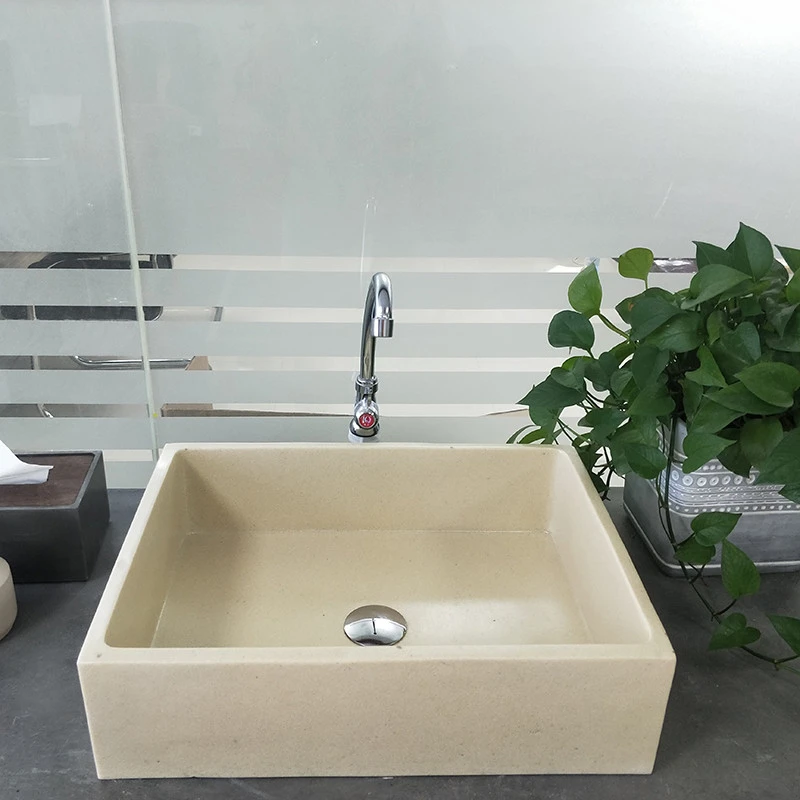 New products China manufacture sandstone cement concrete bathroom sink washbasin