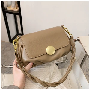new Retro Ruched Solid Color Armpit Bag Underarm Shoulder Bags Sling Leather Ladies Handbags With Twist Knot