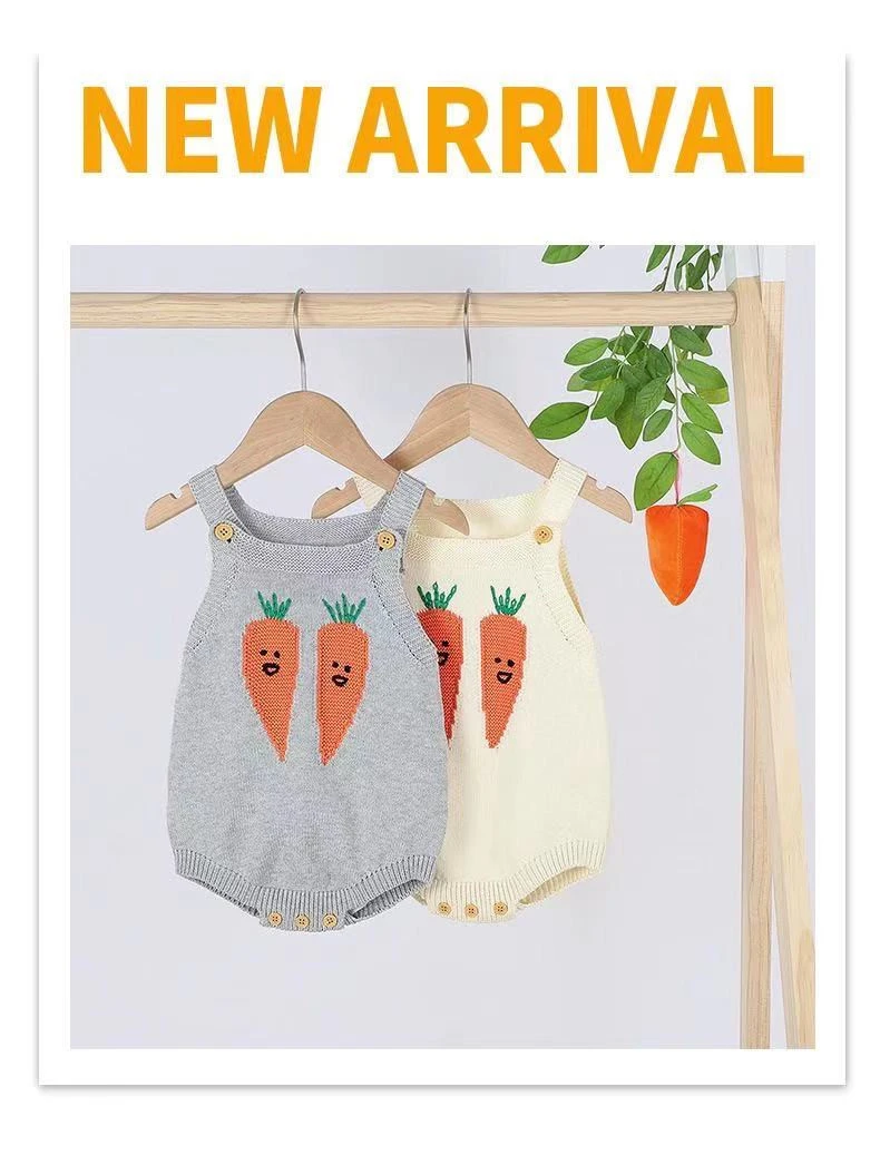 Newborn cotton carrot knitwear infant sleeveless knitting jumpsuit clothes toddler boys girls knit onesie knitted baby romper