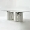 Newstar Italian Light Luxury Dining Room Table Oval Glass Top Natural Stone Calacatta Viola Table Marble Dining Table