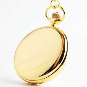 OEM Engraved Gold tone Steel Vintage Antique Style Pocket Watch On Chain