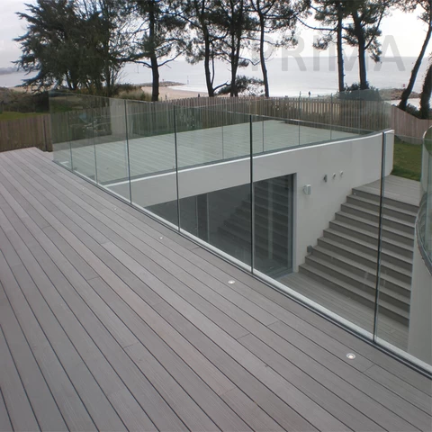 outdoor balcony aluminum u channel glass railing system glass balustrade tempered glass railing