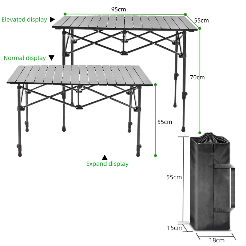 Outdoor lifting camping picnic folding table portable aluminum alloy adjustable rectangular folding table