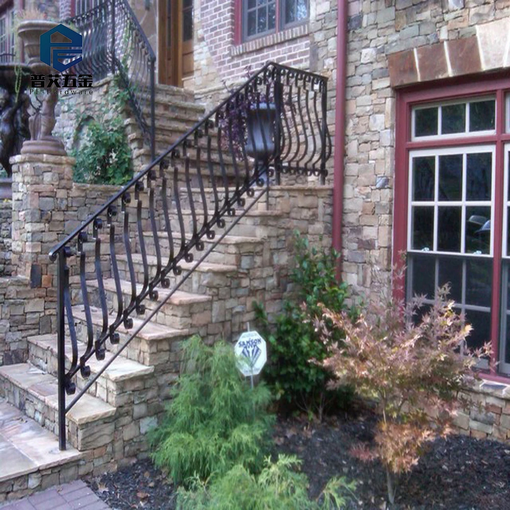 Outdoor Wrought Iron Stair Railing For Steps