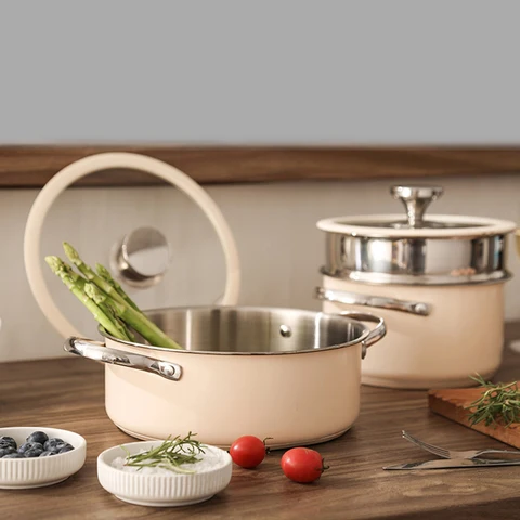 Buy Ownswing 304 Stainless Steel Cookware Set Ceramic Painted Non Stick ...