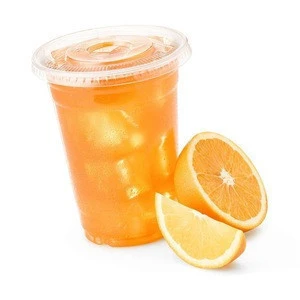 Pack of 100 10 oz. Plastic Clear Cups With Flat Lids for Cold Drink / Bubble Boba / Iced Coffee / Tea / Smoothie