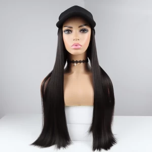 perruque avec casquette straight wig hat natural color synthetic wig hats for black women cheap baseball hats wig adjustable