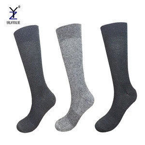 Plain color solid crew nylon ribbed socks wool