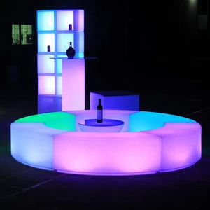 Plastic outdoor bar furniture LED curved plastic chairs with RGB 16 color changing